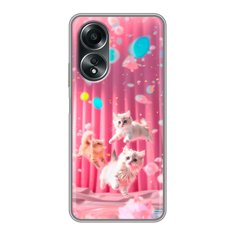 Силиконовый чехол на OPPO A58 4G с принтом милые котики Силиконовый чехол на OPPO A58 4G с принтом милые котики