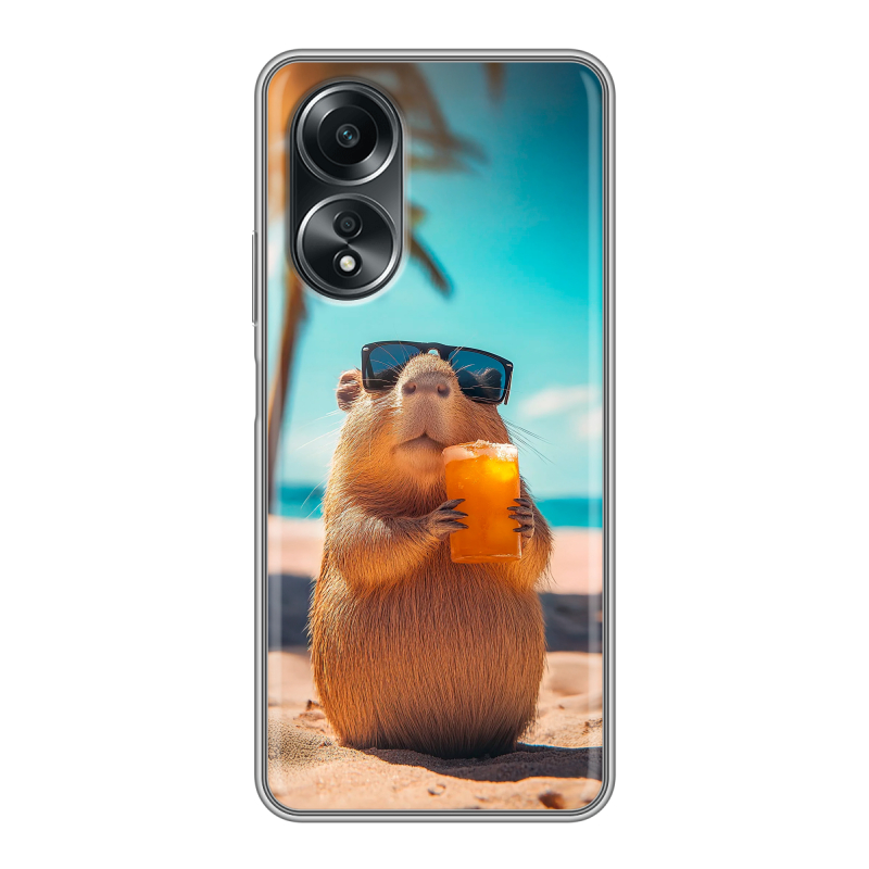 Силиконовый чехол на OPPO A58 4G с принтом Капибара Силиконовый чехол на OPPO A58 4G с принтом Капибара