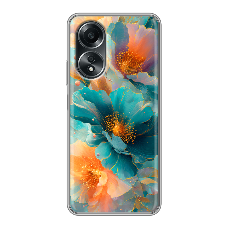 Силиконовый чехол на OPPO A58 4G с принтом Цветы Силиконовый чехол на OPPO A58 4G с принтом Цветы