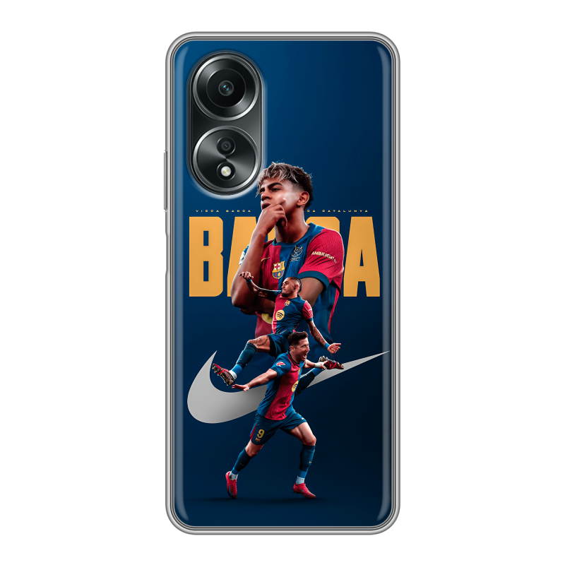 Силиконовый чехол на OPPO A58 4G с принтом Барселона Barca Yamal Силиконовый чехол на OPPO A58 4G с принтом Барселона Barca Yamal