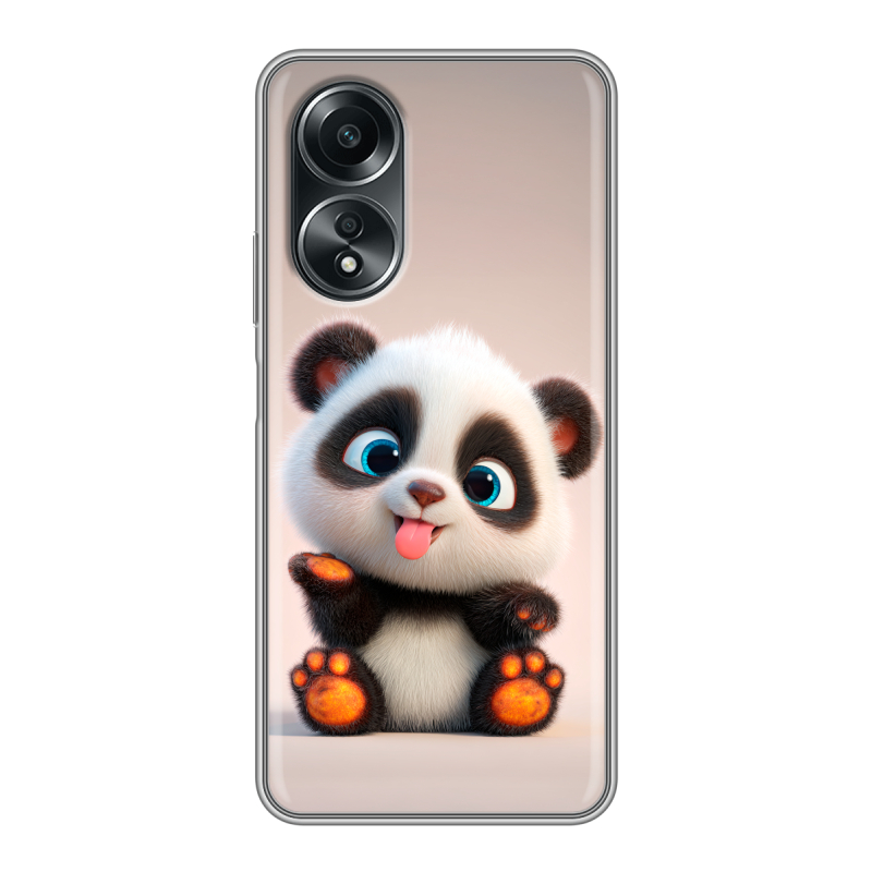 Силиконовый чехол на OPPO A58 4G с принтом милая панда Силиконовый чехол на OPPO A58 4G с принтом милая панда