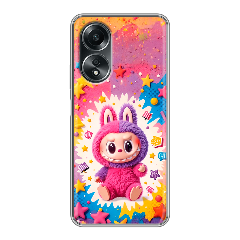 Силиконовый чехол на OPPO A58 4G с принтом Labubu Лабубу Силиконовый чехол на OPPO A58 4G с принтом Labubu Лабубу