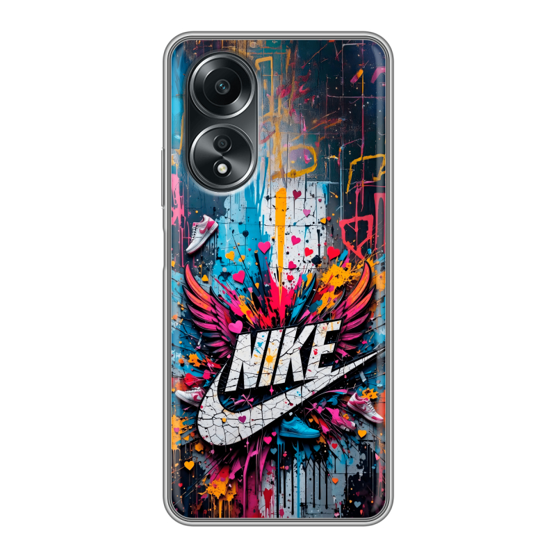 Силиконовый чехол на OPPO A58 4G с принтом Nike Найк Силиконовый чехол на OPPO A58 4G с принтом Nike Найк