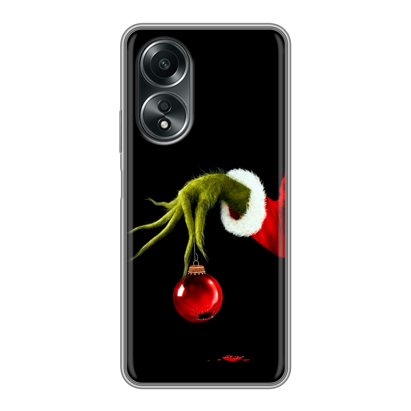 Силиконовый чехол на OPPO A58 4G с принтом Новый год Гринч Силиконовый чехол на OPPO A58 4G с принтом Новый год Гринч