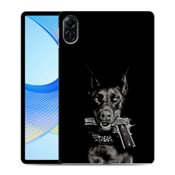 Силиконовый чехол на планшета Huawei Honor Pad X9 с принтом Доберман и пистолет Силиконовый чехол на планшета Huawei Honor Pad X9 с принтом Доберман и пистолет
