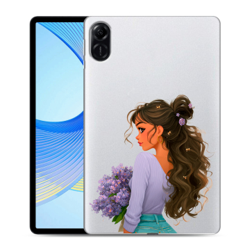 Силиконовый чехол на Huawei Honor Pad X9 с принтом девушка цветы