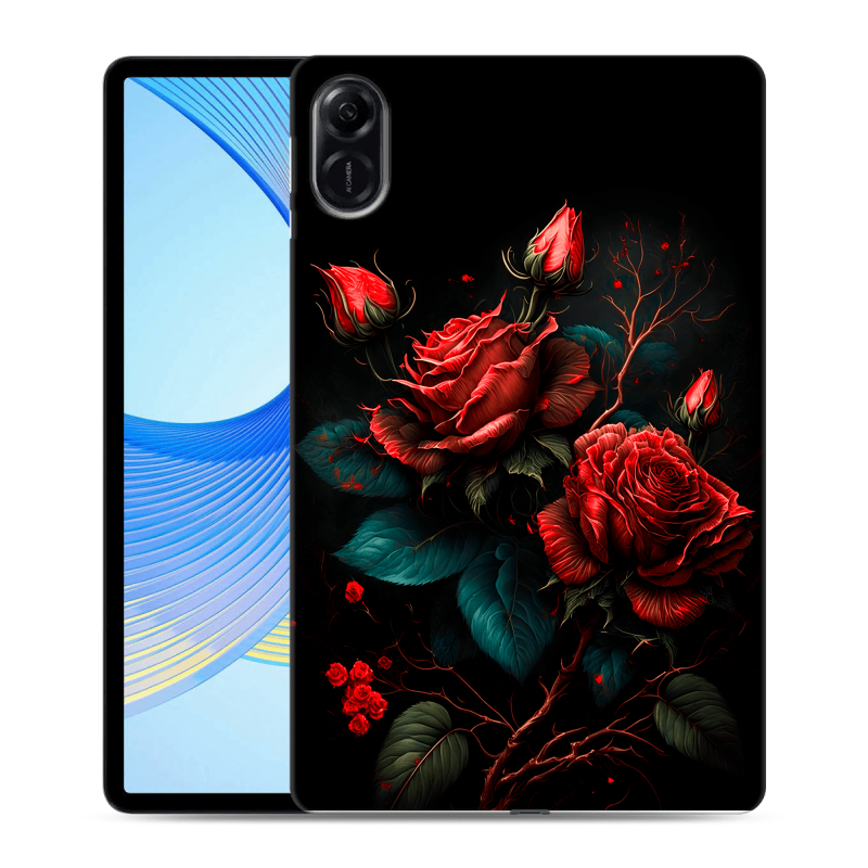 Силиконовый противоударный чехол на Huawei Honor Pad X9 с принтом Розы красные Силиконовый противоударный чехол на Huawei Honor Pad X9 с принтом Розы красные