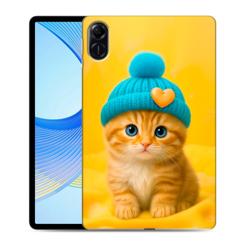 Силиконовый противоударный чехол на Huawei Honor Pad X9 с принтом Котенок в шапке Силиконовый противоударный чехол на Huawei Honor Pad X9 с принтом Котенок в шапке