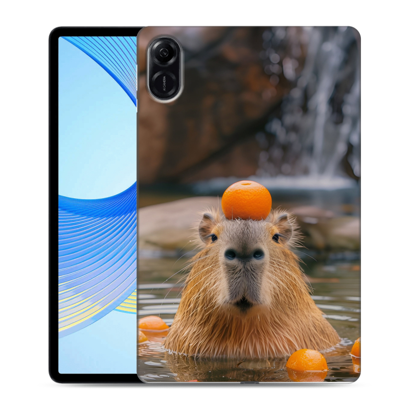 Силиконовый противоударный чехол на Huawei Honor Pad X9 с принтом Капибара с апельсином Силиконовый противоударный чехол на Huawei Honor Pad X9 с принтом Капибара с апельсином
