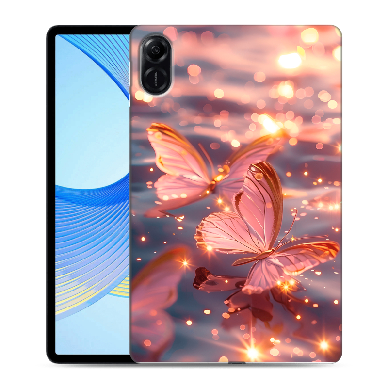 Силиконовый чехол на Huawei Honor Pad X9 с принтом бабочки розовые Силиконовый чехол на Huawei Honor Pad X9 с принтом бабочки розовые