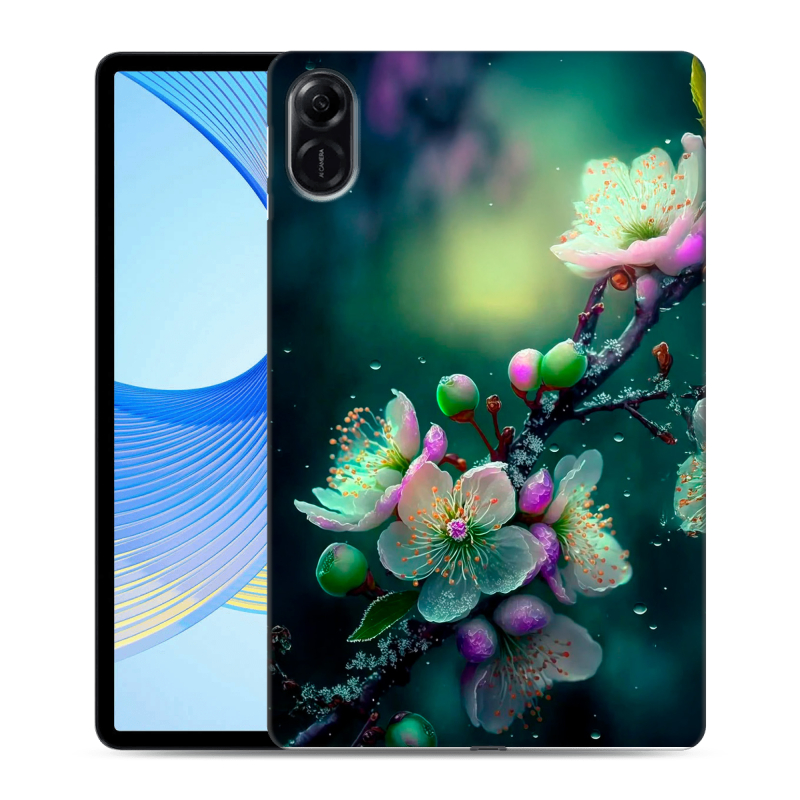 Силиконовый чехол на Huawei Honor Pad X9 с принтом Цветы и мрамор Силиконовый чехол на Huawei Honor Pad X9 с принтом Цветы и мрамор