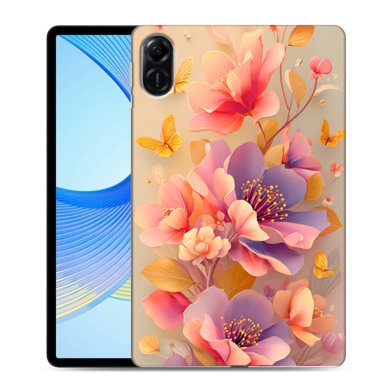 Силиконовый чехол на Huawei Honor Pad X9 с принтом Цветы и бабочки Силиконовый чехол на Huawei Honor Pad X9 с принтом Цветы и бабочки