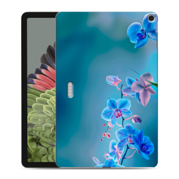 Силиконовый противоударный чехол на Google Pixel Tablet с принтом Голубые цветы Силиконовый противоударный чехол на Google Pixel Tablet с принтом Голубые цветы
