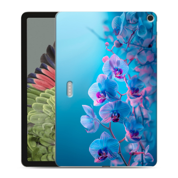 Силиконовый противоударный чехол на Google Pixel Tablet с принтом голубые орхидеи Силиконовый противоударный чехол на Google Pixel Tablet с принтом голубые орхидеи
