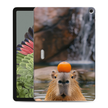 Силиконовый противоударный чехол на Google Pixel Tablet с принтом Капибара с апельсином Силиконовый противоударный чехол на Google Pixel Tablet с принтом Капибара с апельсином