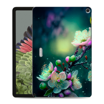 Силиконовый противоударный чехол на Google Pixel Tablet с принтом Цветы и мрамор Силиконовый противоударный чехол на Google Pixel Tablet с принтом Цветы и мрамор