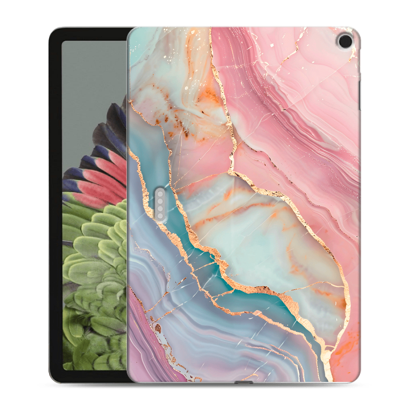 Силиконовый противоударный чехол на Google Pixel Tablet с принтом розовый мрамор Силиконовый противоударный чехол на Google Pixel Tablet с принтом розовый мрамор