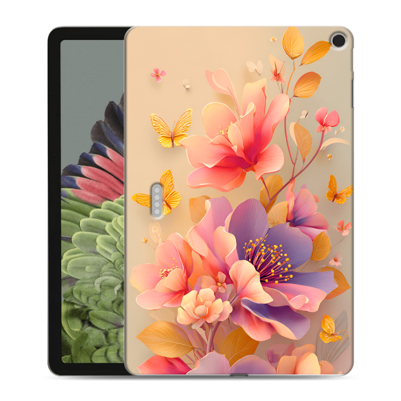 Силиконовый противоударный чехол на Google Pixel Tablet с принтом Цветы и бабочки Силиконовый противоударный чехол на Google Pixel Tablet с принтом Цветы и бабочки