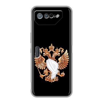 Силиконовый чехол на ASUS ROG Phone 7 с принтом Герб России золотой Силиконовый чехол на ASUS ROG Phone 7 с принтом Герб России золотой
