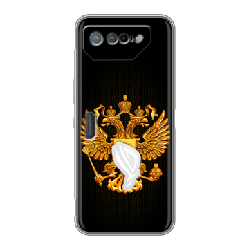 Силиконовый чехол на ASUS ROG Phone 7 с принтом Герб России желтый Силиконовый чехол на ASUS ROG Phone 7 с принтом Герб России желтый