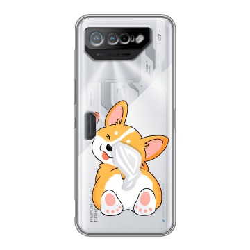 Силиконовый чехол на ASUS ROG Phone 7 с принтом Корги