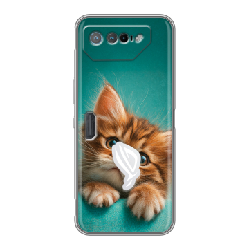 Силиконовый чехол на ASUS ROG Phone 7 с принтом котенок Силиконовый чехол на ASUS ROG Phone 7 с принтом котенок