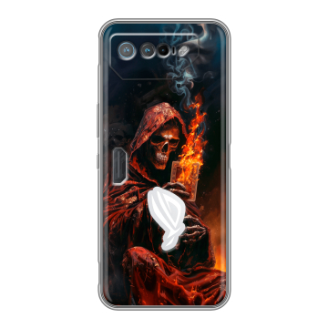 Силиконовый чехол на ASUS ROG Phone 7 с принтом Скелет и карты