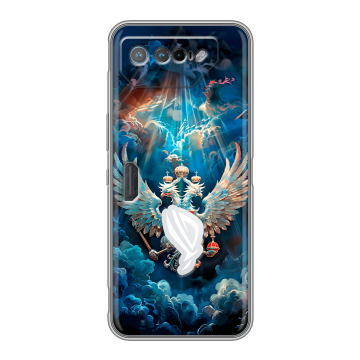 Силиконовый чехол на ASUS ROG Phone 7 с принтом Герб флаг России