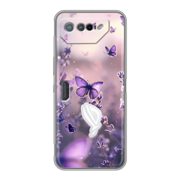Силиконовый чехол на ASUS ROG Phone 7 с принтом бабочки и лаванда Силиконовый чехол на ASUS ROG Phone 7 с принтом бабочки и лаванда
