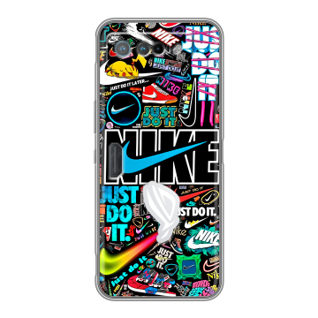 Силиконовый чехол на ASUS ROG Phone 7 с принтом найк nike черный Силиконовый чехол на ASUS ROG Phone 7 с принтом найк nike черный