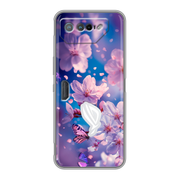 Силиконовый чехол на ASUS ROG Phone 7 с принтом цветы бабочки