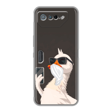 Силиконовый чехол на ASUS ROG Phone 7 с принтом утка в очках