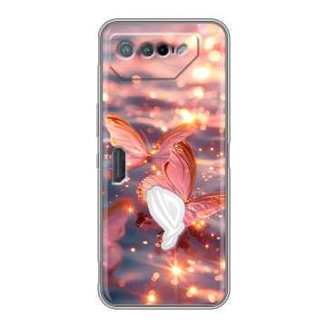Силиконовый чехол на ASUS ROG Phone 7 с принтом бабочки розовые Силиконовый чехол на ASUS ROG Phone 7 с принтом бабочки розовые