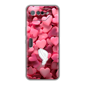 Силиконовый чехол на ASUS ROG Phone 7 с принтом розовые сердечки Силиконовый чехол на ASUS ROG Phone 7 с принтом розовые сердечки