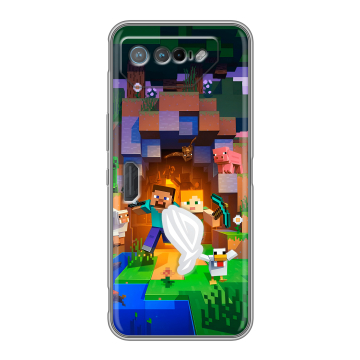 Силиконовый чехол на ASUS ROG Phone 7 с принтом Майнкрафт Minecraft Силиконовый чехол на ASUS ROG Phone 7 с принтом Майнкрафт Minecraft