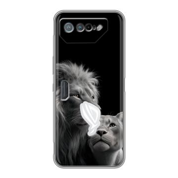 Силиконовый чехол на ASUS ROG Phone 7 с принтом Лев кошки Силиконовый чехол на ASUS ROG Phone 7 с принтом Лев кошки