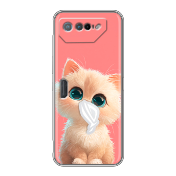 Силиконовый чехол на ASUS ROG Phone 7 с принтом Розовый котенок Силиконовый чехол на ASUS ROG Phone 7 с принтом Розовый котенок