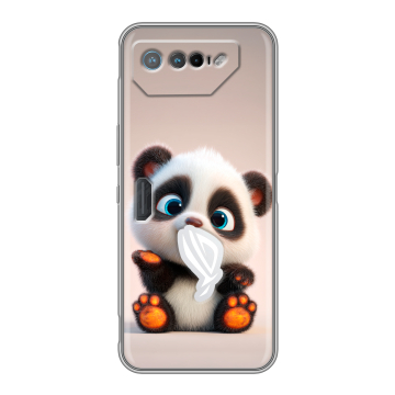 Силиконовый чехол на ASUS ROG Phone 7 с принтом милая панда Силиконовый чехол на ASUS ROG Phone 7 с принтом милая панда