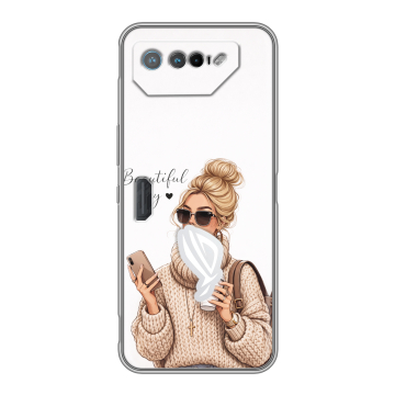 Силиконовый чехол на ASUS ROG Phone 7 с принтом женский Силиконовый чехол на ASUS ROG Phone 7 с принтом женский