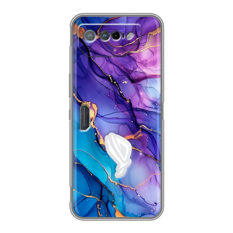 Силиконовый чехол на ASUS ROG Phone 7 с принтом синий мрамор Силиконовый чехол на ASUS ROG Phone 7 с принтом синий мрамор