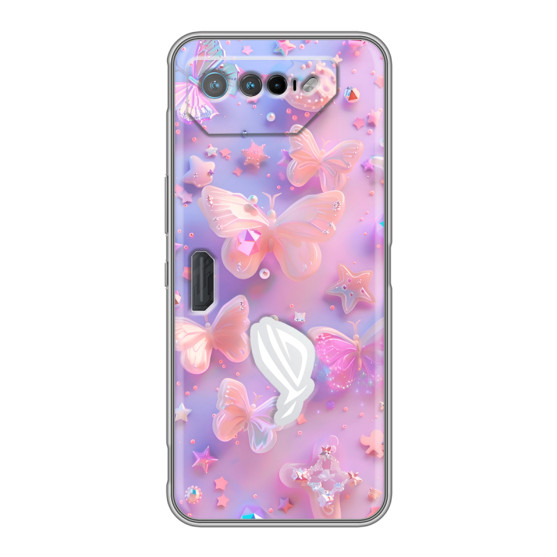 Силиконовый чехол на ASUS ROG Phone 7 с принтом Бабочки Силиконовый чехол на ASUS ROG Phone 7 с принтом Бабочки