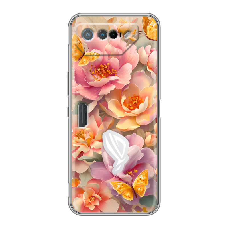 Силиконовый чехол на ASUS ROG Phone 7 с принтом Цветы и бабочки Силиконовый чехол на ASUS ROG Phone 7 с принтом Цветы и бабочки