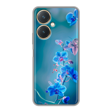 Силиконовый чехол на Vivo Y27 4G с принтом Голубые цветы