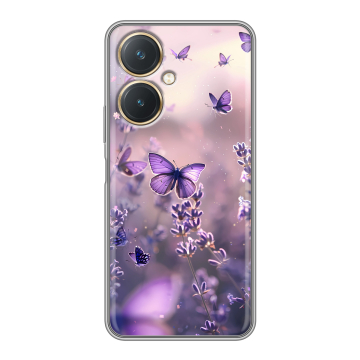 Силиконовый чехол на Vivo Y27 4G с принтом бабочки и лаванда
