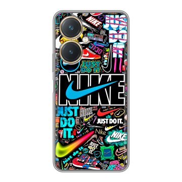Силиконовый чехол на Vivo Y27 4G с принтом найк nike черный Силиконовый чехол на Vivo Y27 4G с принтом найк nike черный