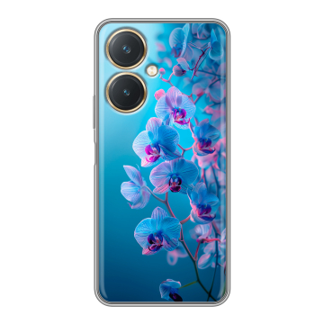 Силиконовый чехол на Vivo Y27 4G с принтом голубые орхидеи