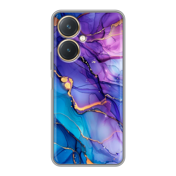 Силиконовый чехол на Vivo Y27 4G с принтом синий мрамор