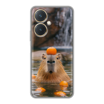 Силиконовый чехол на Vivo Y27 4G с принтом Капибара с апельсином
