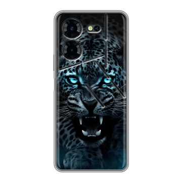 Силиконовый чехол на Tecno Pova 5 Pro с принтом Темный леопард Силиконовый чехол на Tecno Pova 5 Pro с принтом Темный леопард