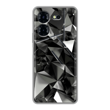 Силиконовый чехол на Tecno Pova 5 Pro с принтом Черные кристаллы Силиконовый чехол на Tecno Pova 5 Pro с принтом Черные кристаллы